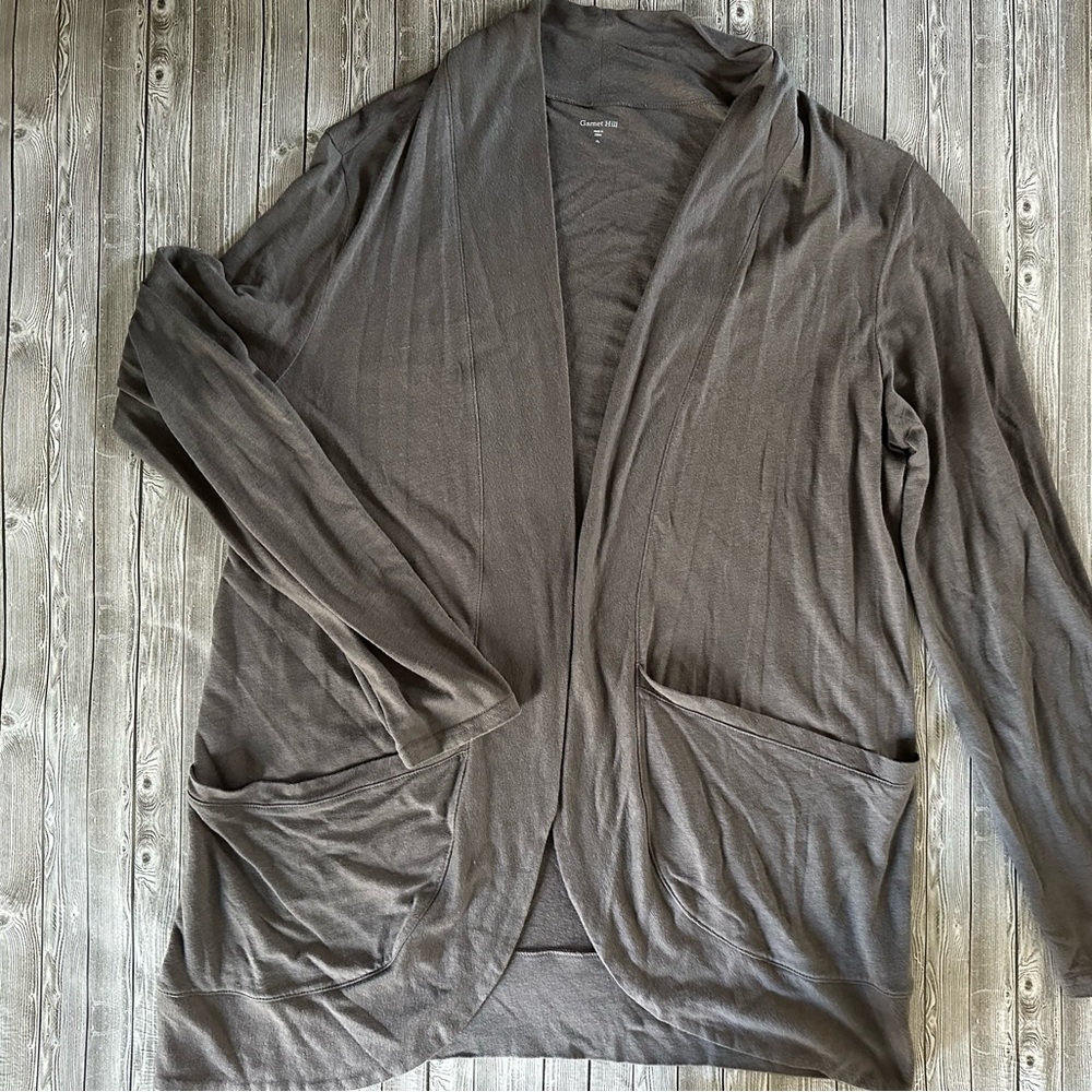 Garnet Hill Charcoal Open Front Cardigan